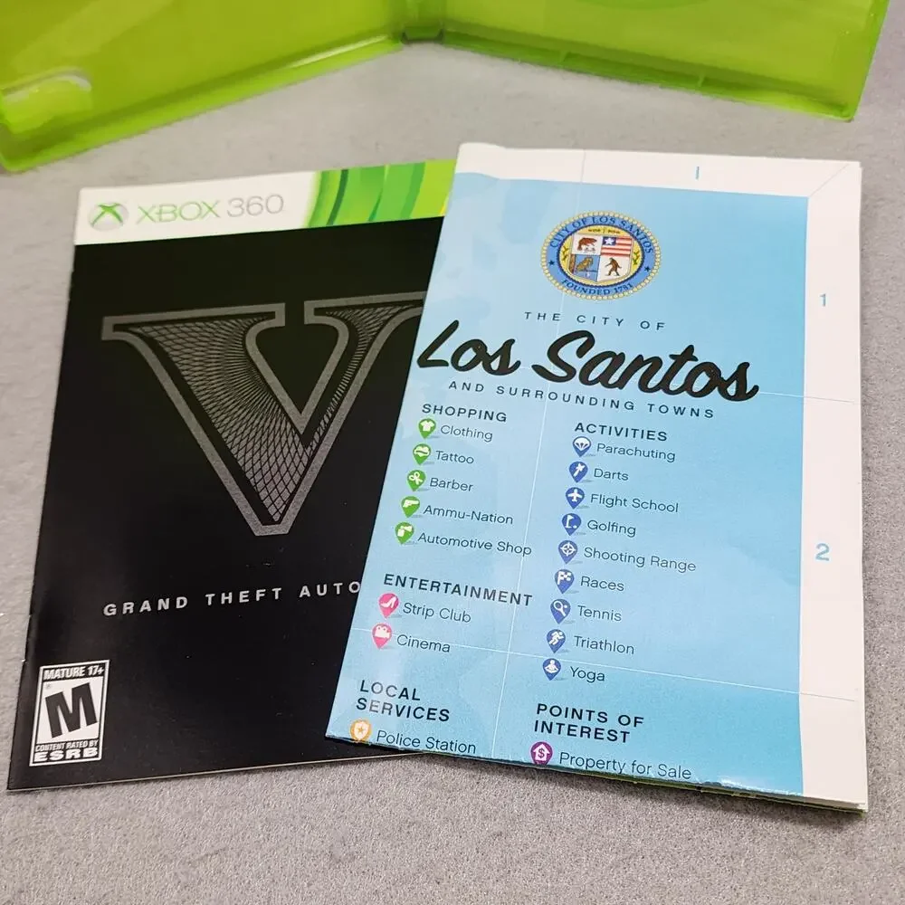 GRAND THEFT AUTO 5V XBox 360 (2013) Complete CIB Map Poster Included UNTESTED